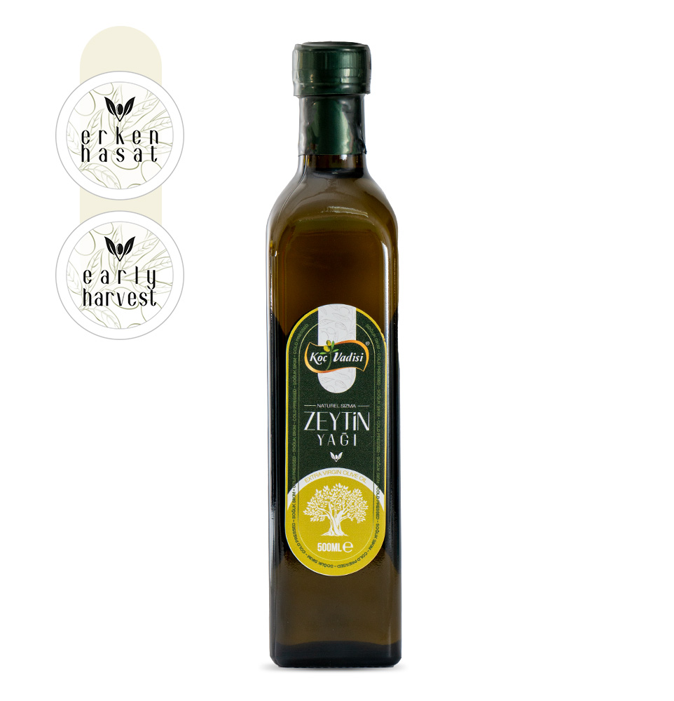 Koç Vadisi Premium Soğuk Sıkım Erken Hasat Sızma Zeytinyağı Cam Şişe 500ML